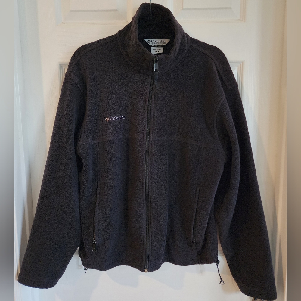 Columbia Fleece Jacket Men's Medium, Black, Full-Zip, Drawstring Waist